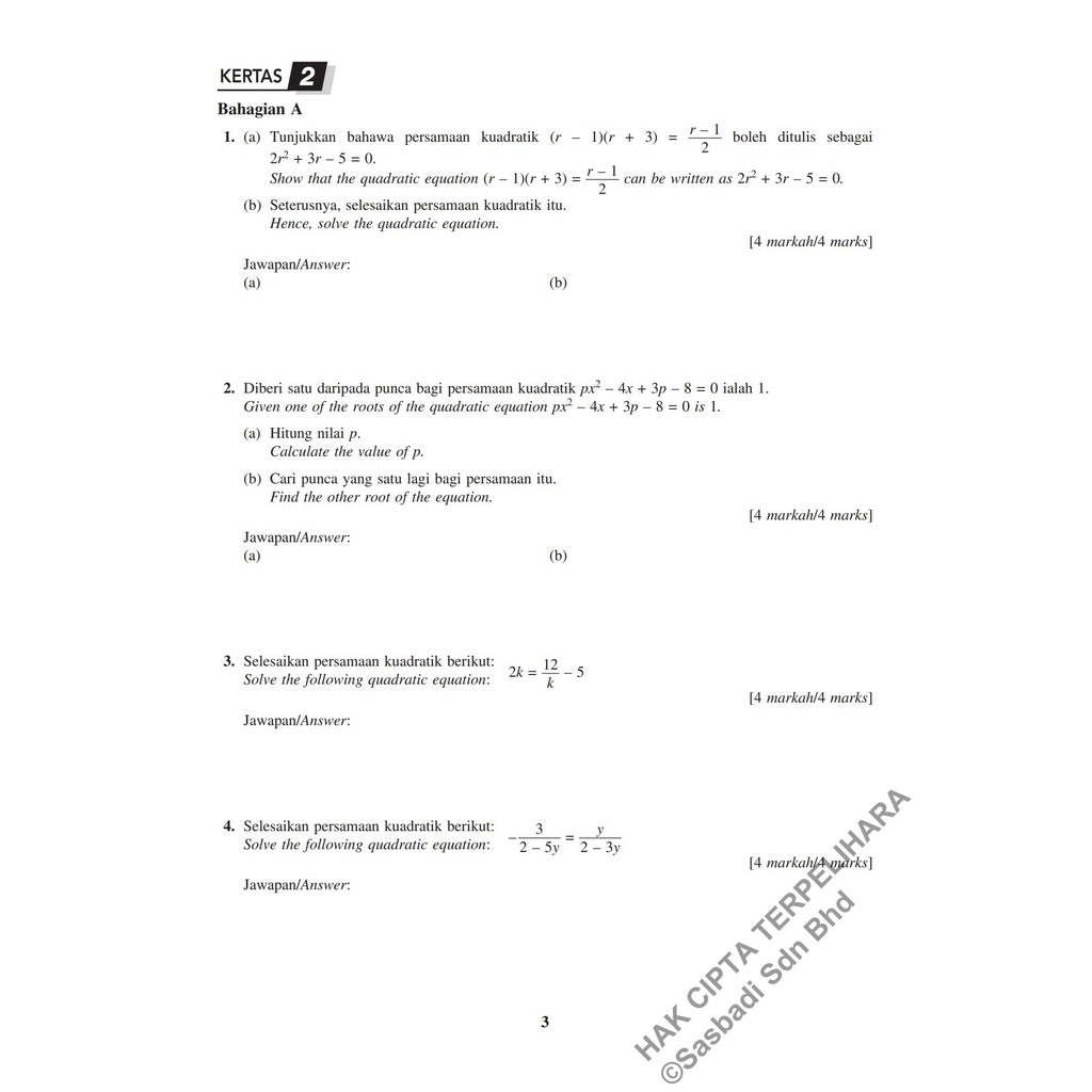 Gerak Gempur SPM Matematik (Bilingual) Tingkatan 4