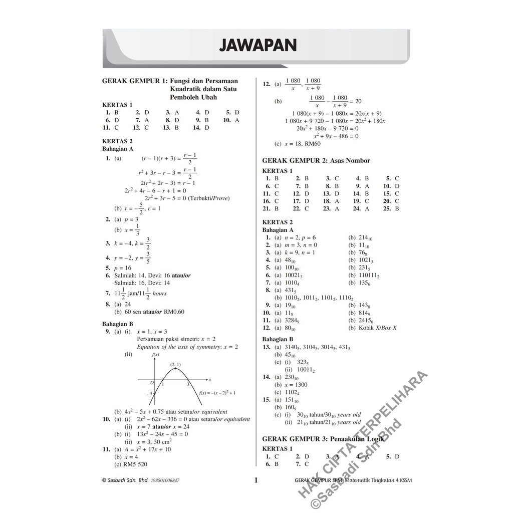 Gerak Gempur SPM Matematik (Bilingual) Tingkatan 4