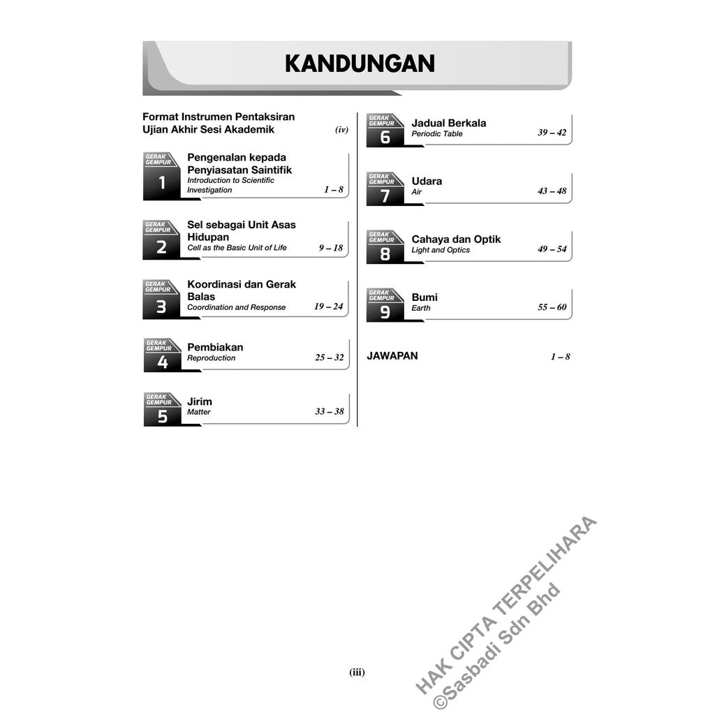 Gerak Gempur UASA KSSM Sains (Bilingual) Tingkatan 1