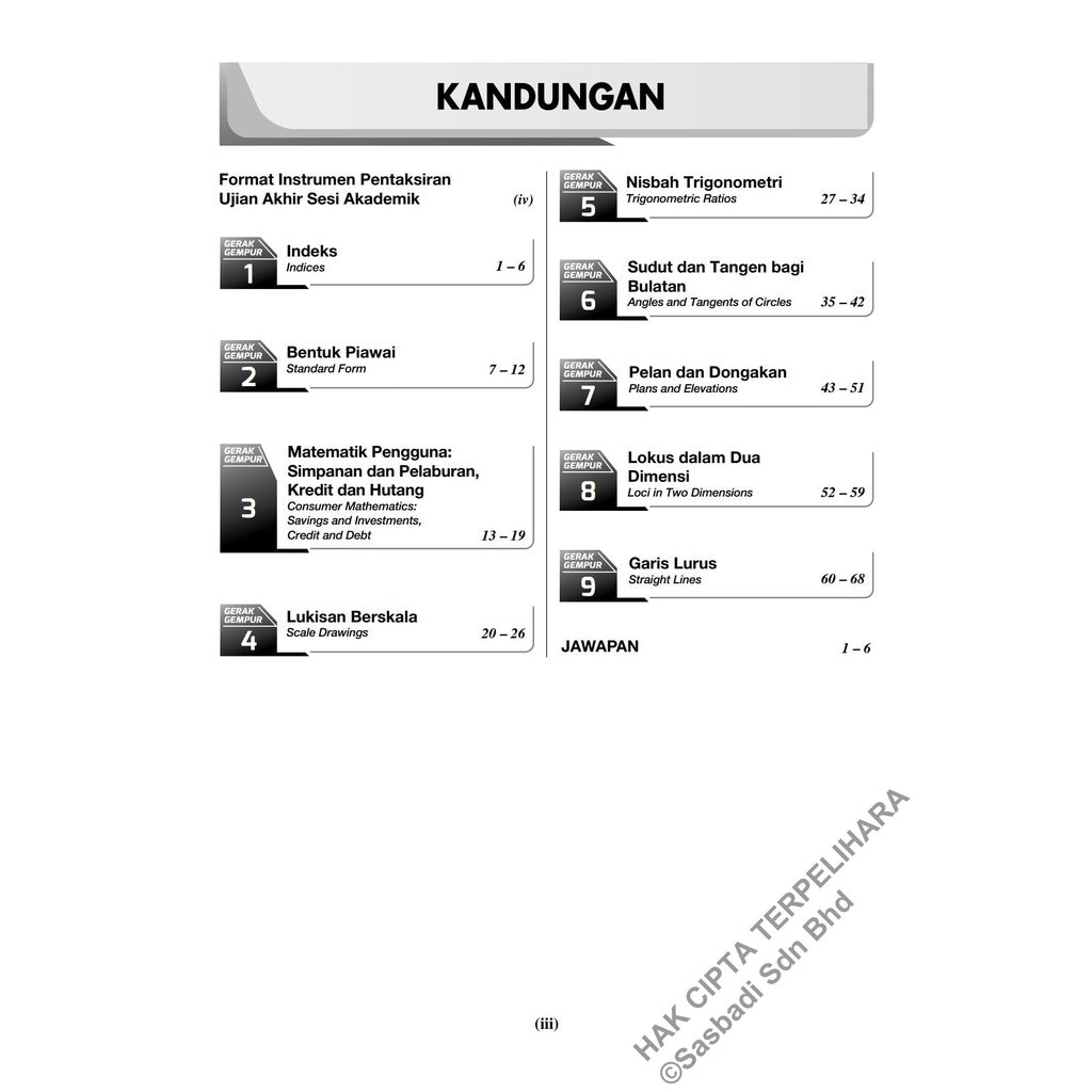 Gerak Gempur UASA KSSM Matematik (Bilingual) Tingkatan 3