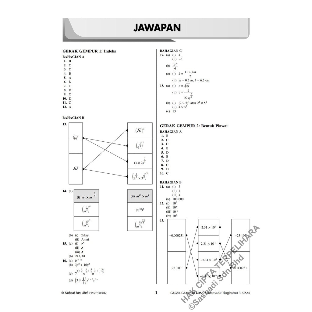Gerak Gempur UASA KSSM Matematik (Bilingual) Tingkatan 3