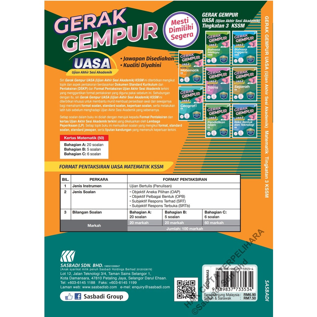 Gerak Gempur UASA KSSM Matematik (Bilingual) Tingkatan 3