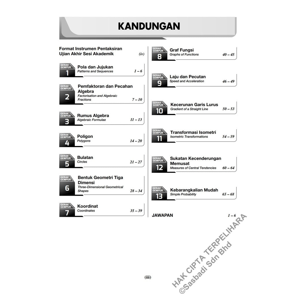 Gerak Gempur UASA KSSM Matematik (Bilingual) Tingkatan 2