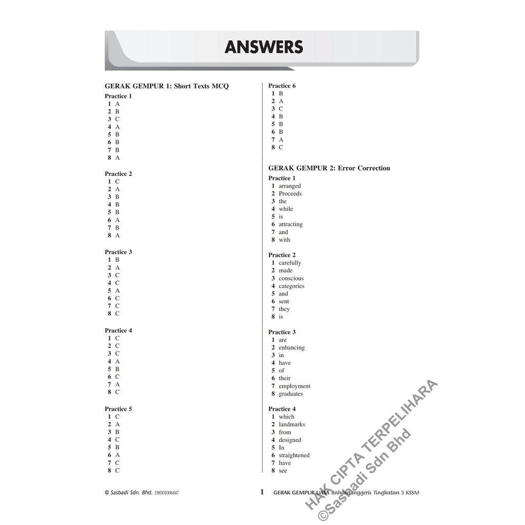 Gerak Gempur UASA KSSM English Form 3