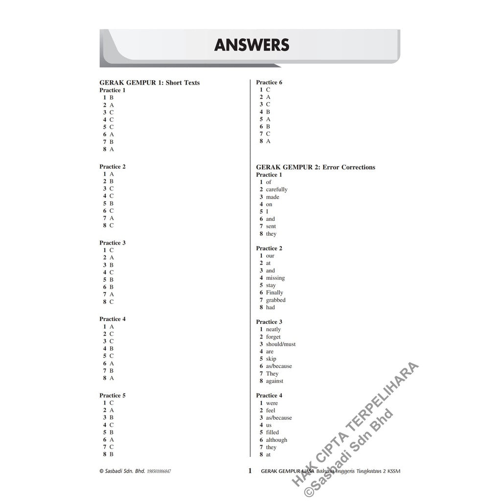 Gerak Gempur UASA KSSM English Form 2