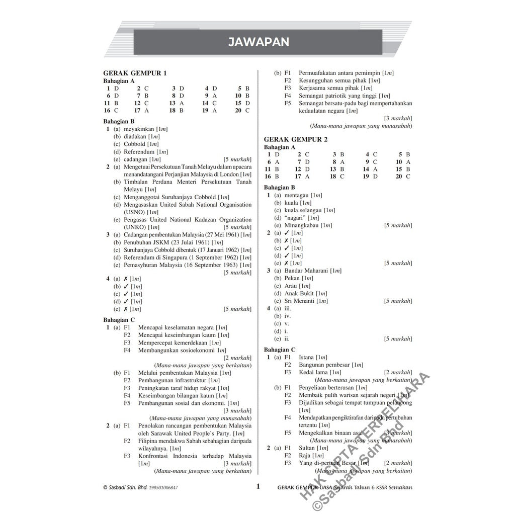 Gerak Gempur UASA KSSR Sejarah Tahun 6
