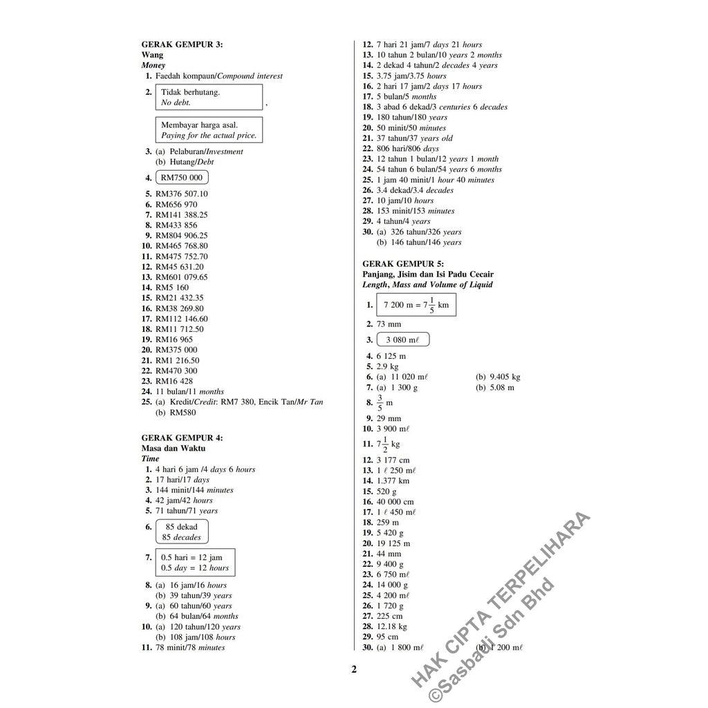 Gerak Gempur UASA KSSR Matematik Tahun 5