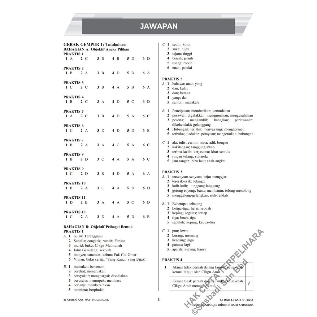 Gerak Gempur UASA KSSR Bahasa Melayu Tahun 6