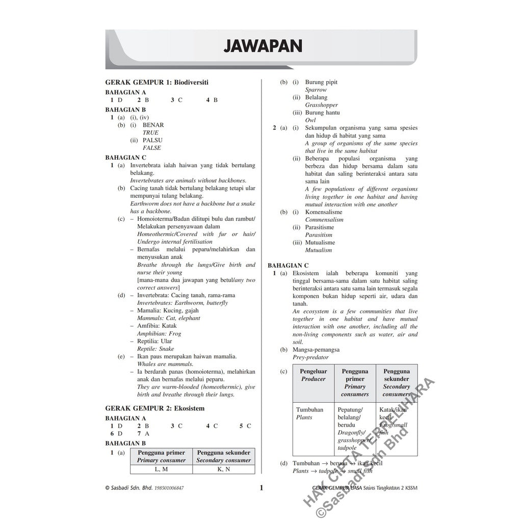 Gerak Gempur UASA KSSM Sains (Bilingual) Tingkatan 2