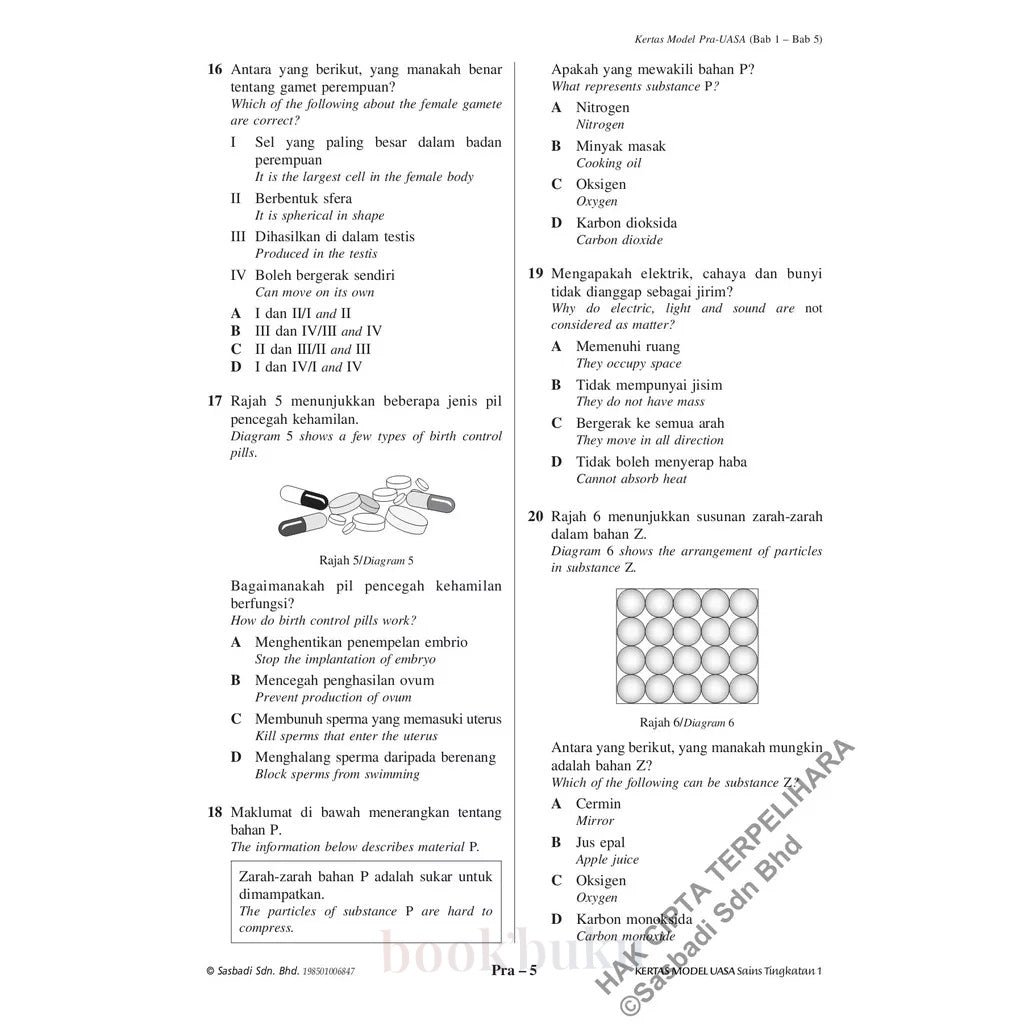Kertas Model UASA KSSM Sains (Bilingual) Tingkatan 1 (Edisi Semakan)