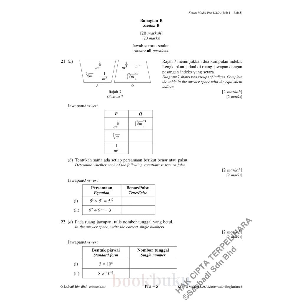 Kertas Model UASA KSSM Matematik (Bilingual) (Edisi Semakan)