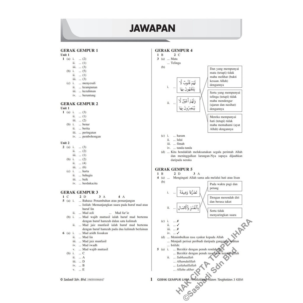 Gerak Gempur UASA KSSM Pendidikan Islam Tingkatan 3