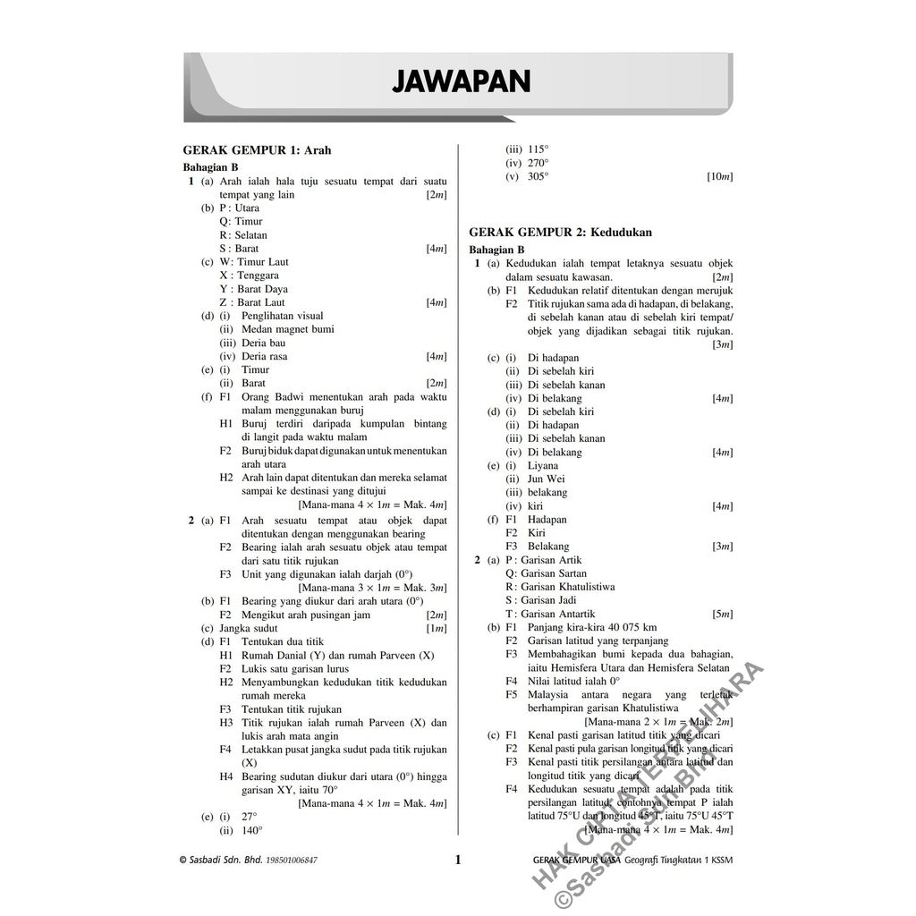 Gerak Gempur UASA KSSM Geografi Tingkatan 1