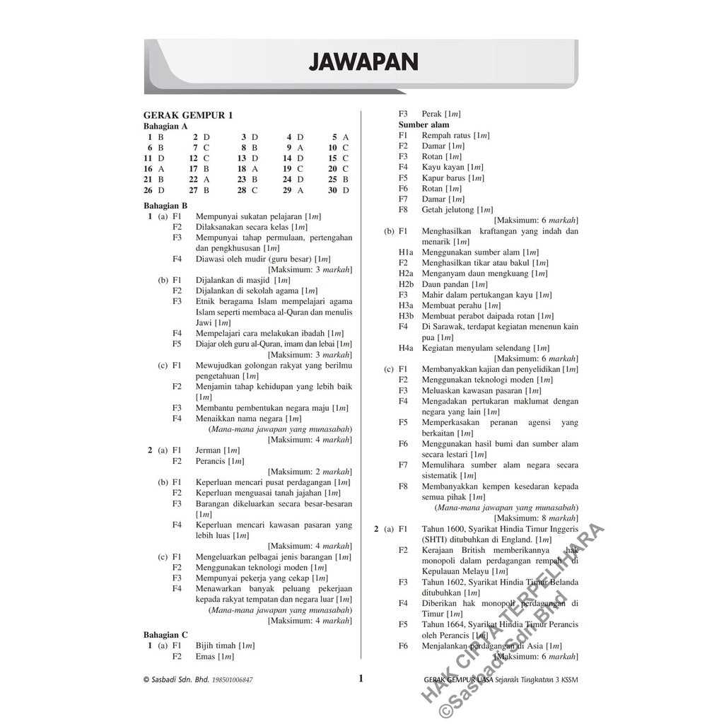 Gerak Gempur UASA KSSM Sejarah Tingkatan 3