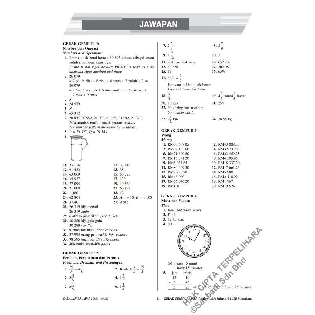 Gerak Gempur UASA KSSR Matematik Tahun 4