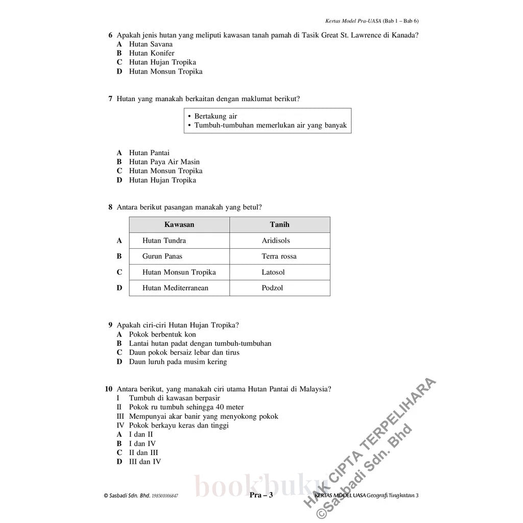 Kertas Model UASA KSSM Geografi Tingkatan 3 (Edisi Semakan)