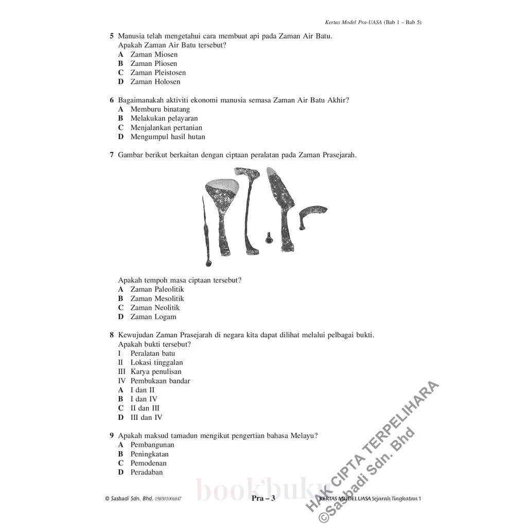 Kertas Model UASA KSSM Sejarah Tingkatan 1 (Edisi Semakan)