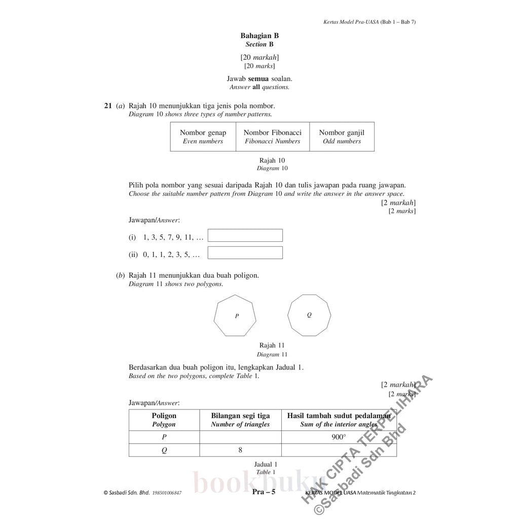 Kertas Model UASA KSSM Matematik (Bilingual) Tingkatan 2 (Edisi Semakan)