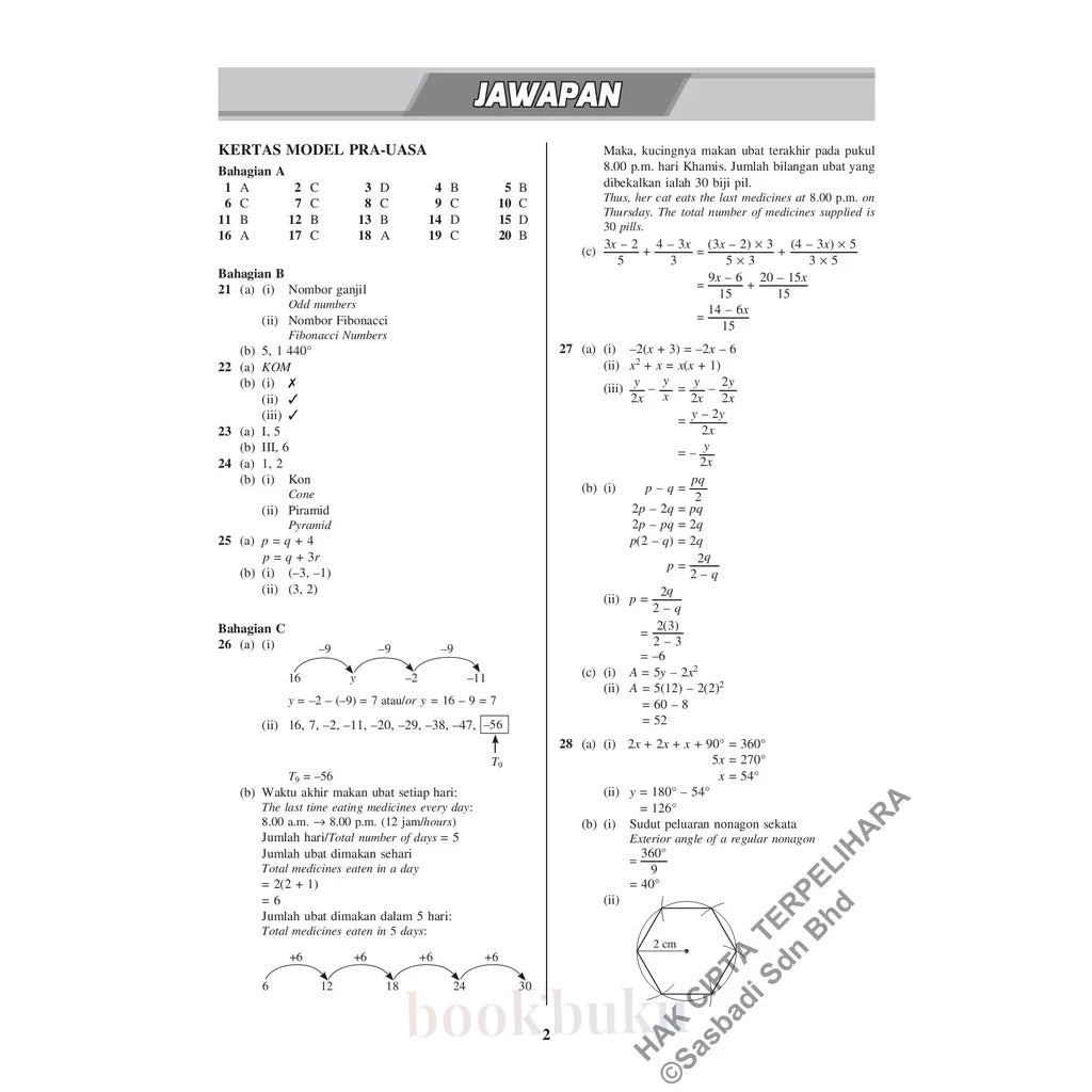 Kertas Model UASA KSSM Matematik (Bilingual) Tingkatan 2 (Edisi Semakan)
