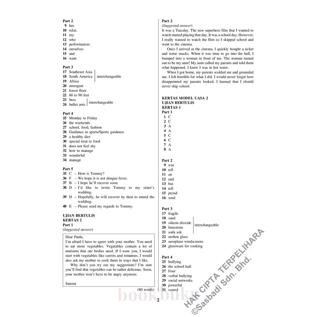 Kertas Model UASA KSSM English Form 3 (Edisi Semakan)