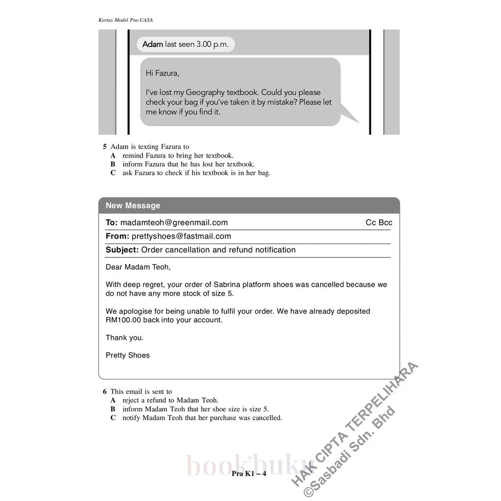 Kertas Model UASA KSSM English Form 1 (Edisi Semakan)