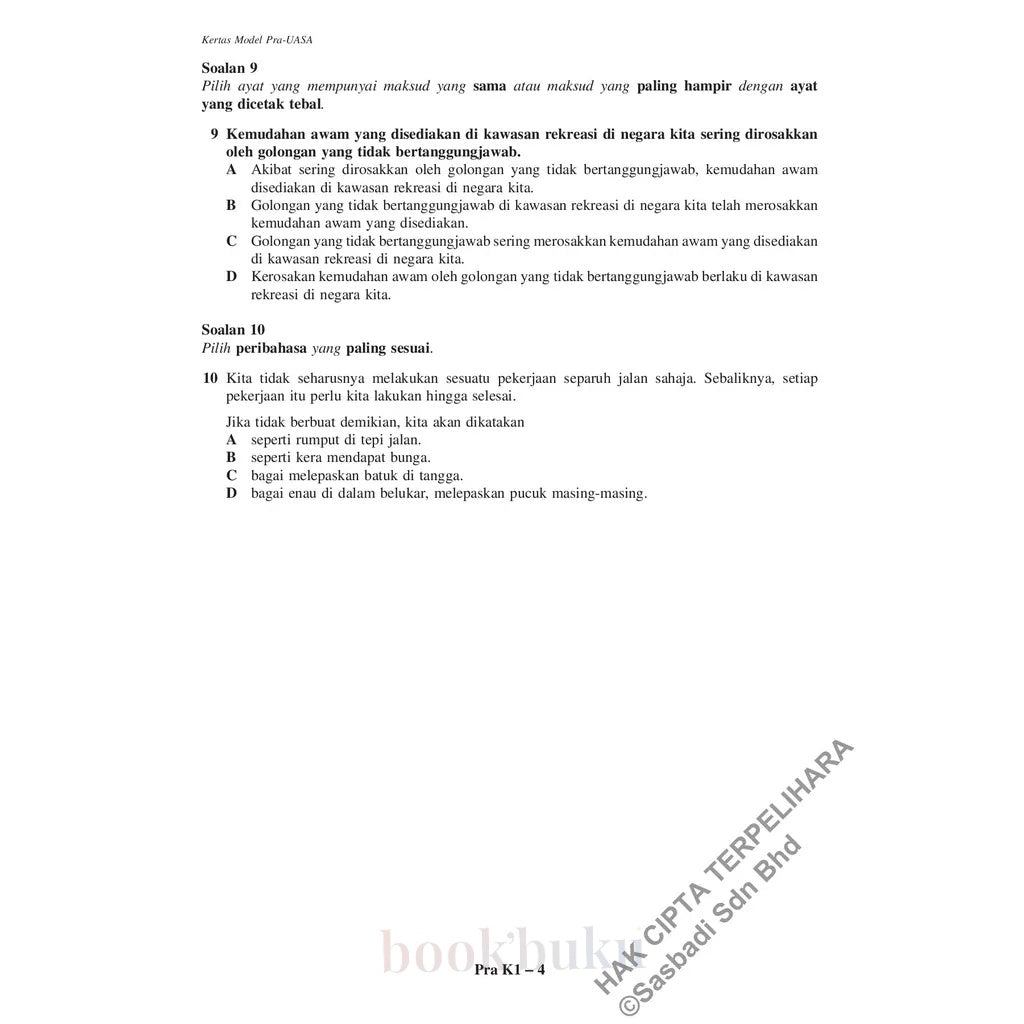 Kertas Model UASA KSSM Bahasa Melayu Tingkatan 3 (Edisi Semakan)
