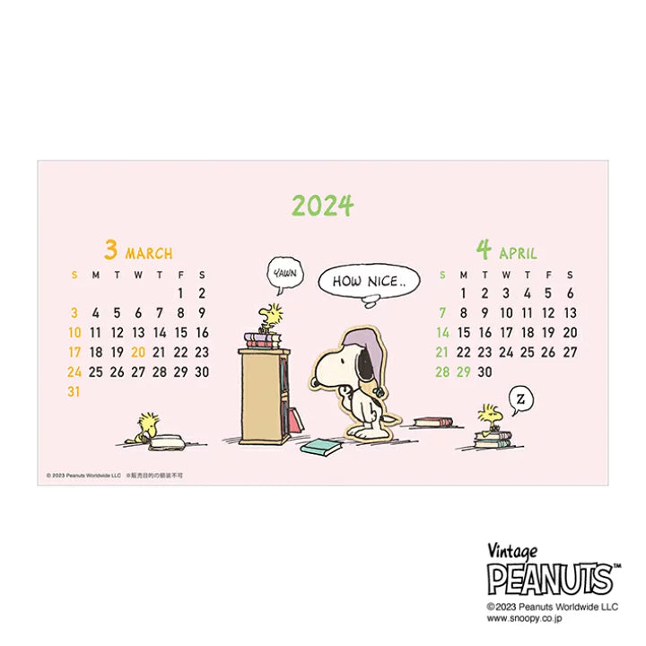 SUN-STAR 2024 Desk Calendar APJ Peanuts Snoopy Wood Parts