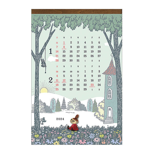 SUN-STAR 2024 Wall Calendar APJ Moomin with Wood Parts