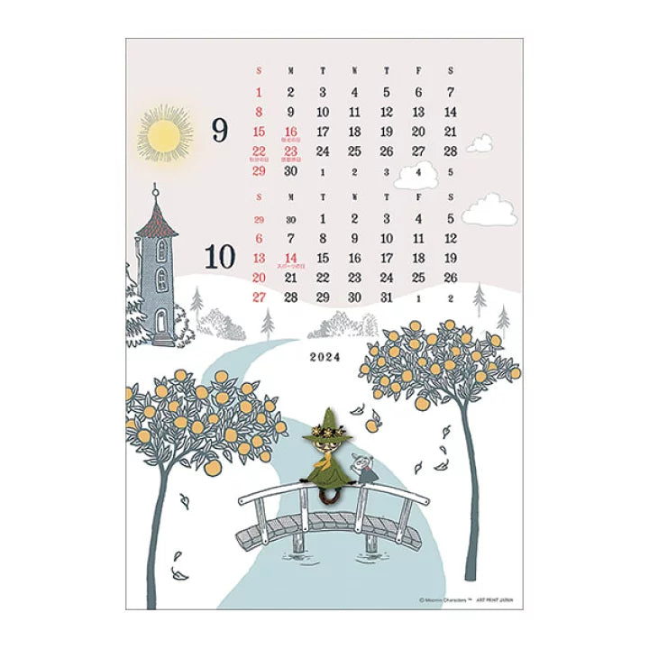 SUN-STAR 2024 Wall Calendar APJ Moomin with Wood Parts