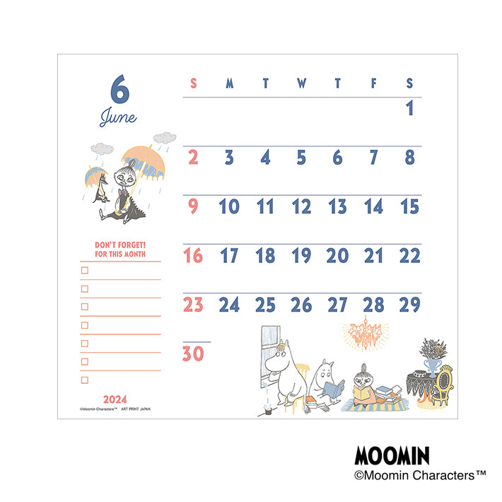 SUN-STAR 2024 Wall Calendar APJ Moomin with Wood Header