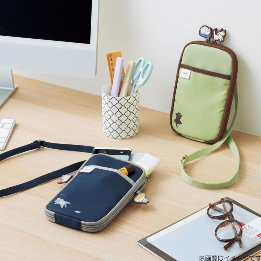 LIHIT LAB Cat's Daily Routine Shoulder Pouch 180x110x13mm Green