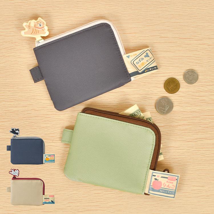 LIHIT LAB Cat's Daily Routine Flat Card Pouch Blue