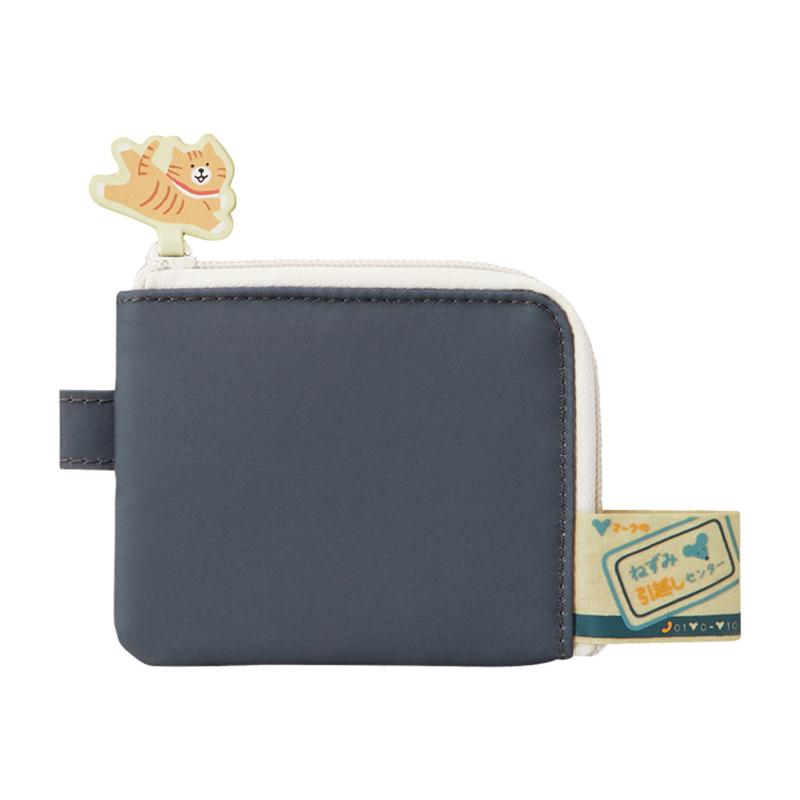 LIHIT LAB Cat's Daily Routine Flat Card Pouch Black