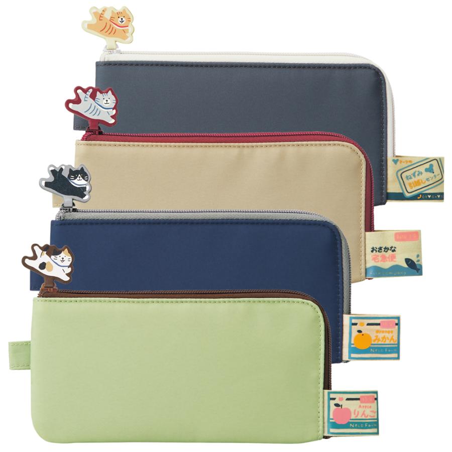 LIHIT LAB Cat's Daily Routine Flat Pen Pouch Green