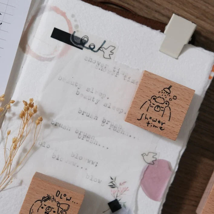 EILEENTAI.85 Rubber Stamp Beary Ordinary Days:Shower Time