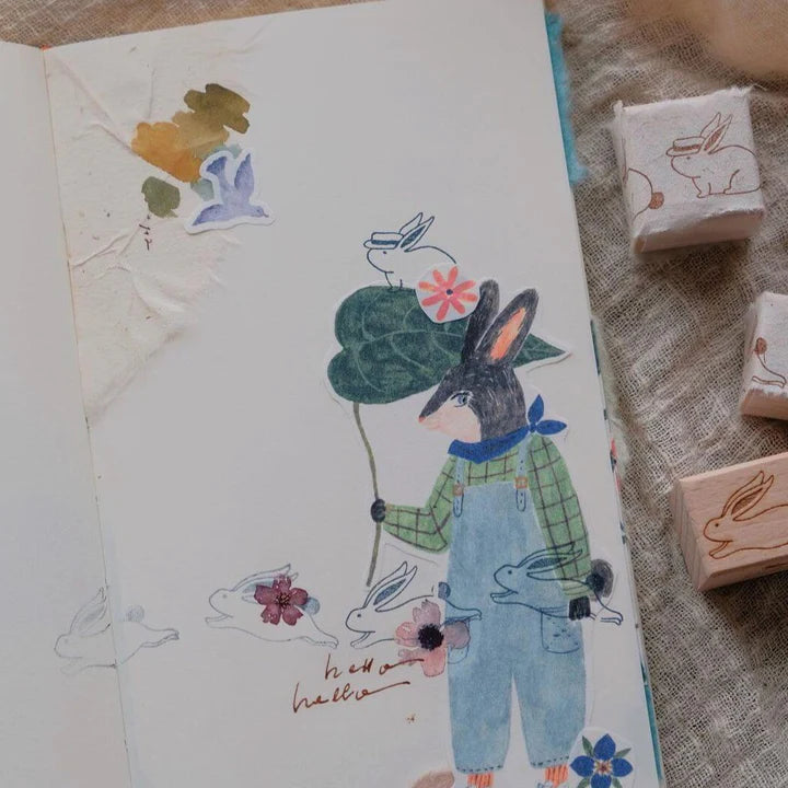 BIGHANDS Rubber Stamp Collection Wander Rabbit:Hop Hop Cherry