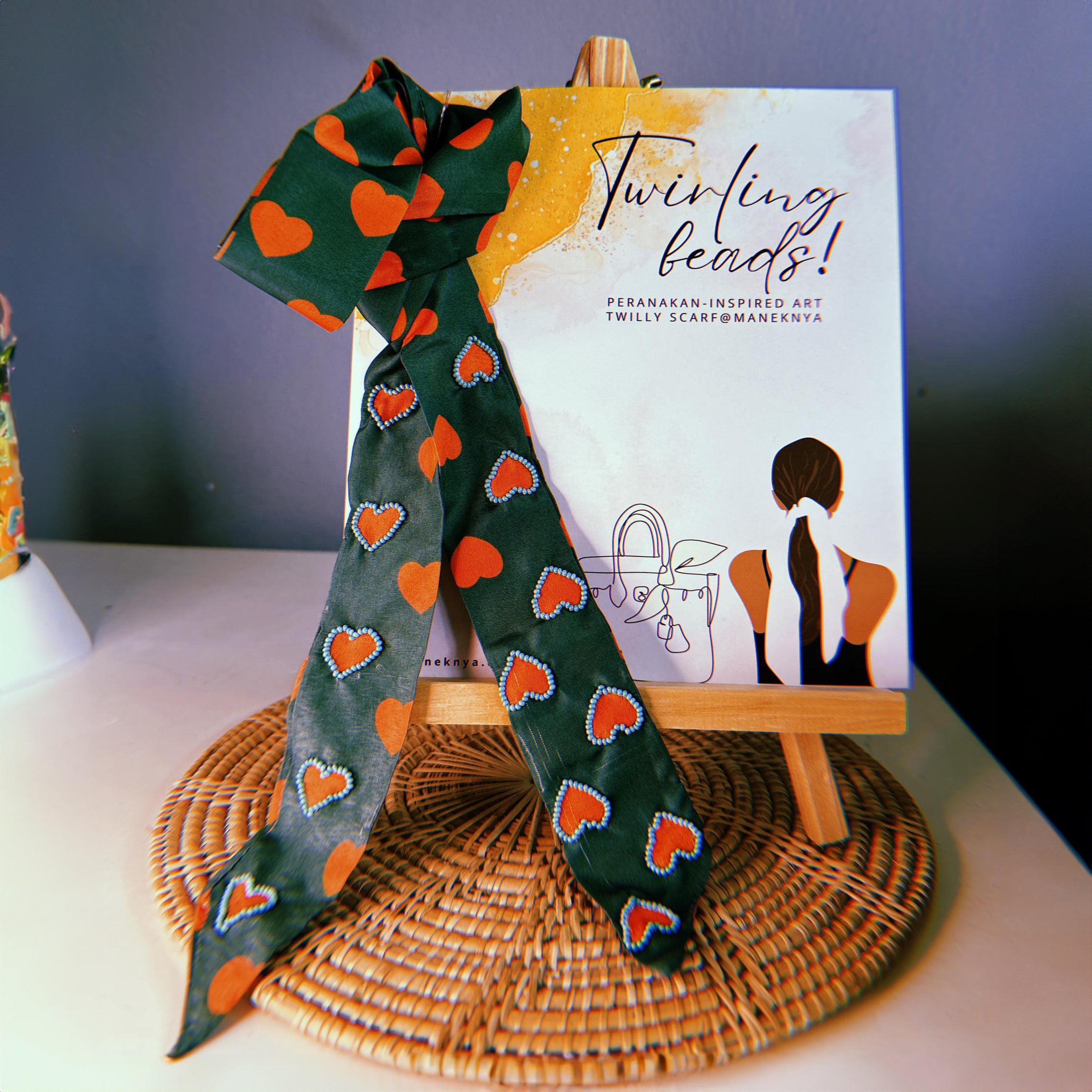 MANEKNYA Beaded Hair Scarf/Bag Scarf