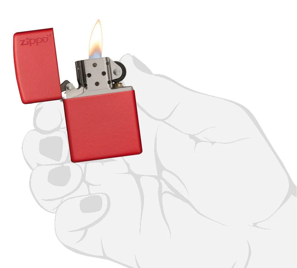 ZIPPO Lighter Red Matte with Zippo Logo