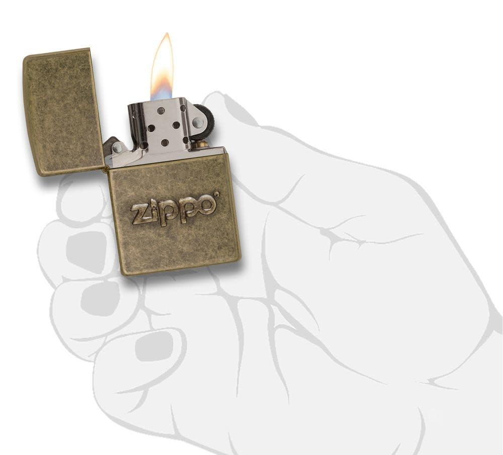 ZIPPO Lighter Antique Brass with Stamped Zippo Logo