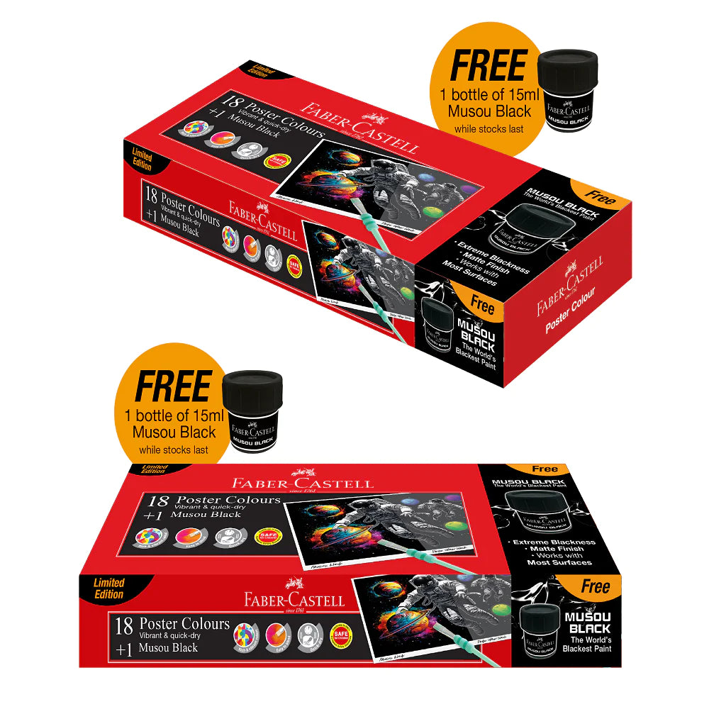 FABER-CASTELL Poster Colours 15ml 18 Colours+1 Musou Black 15ml