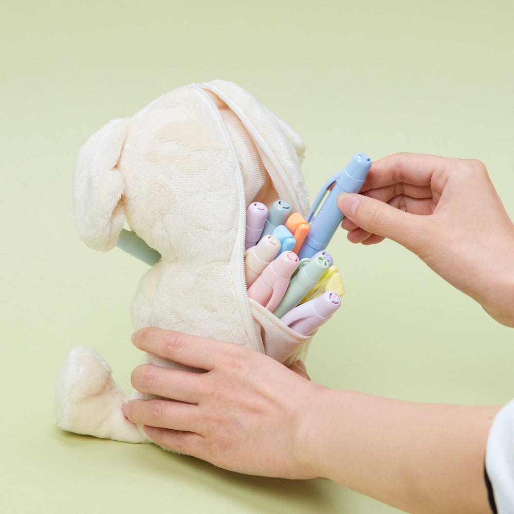 SUN-STAR Nuimee Fluffy Pen Case Sitting Dog