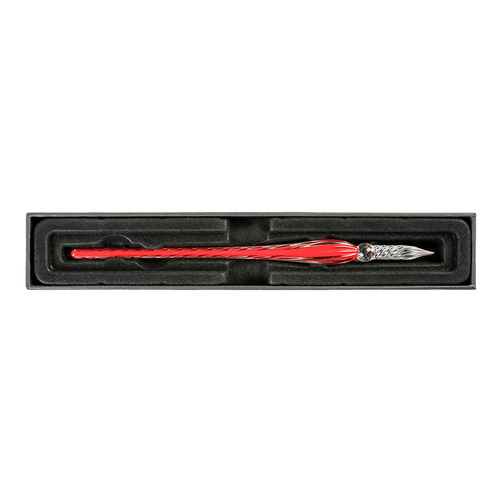 JACQUES HERBIN Twisted Glass Pen 18cm Red Caroubier