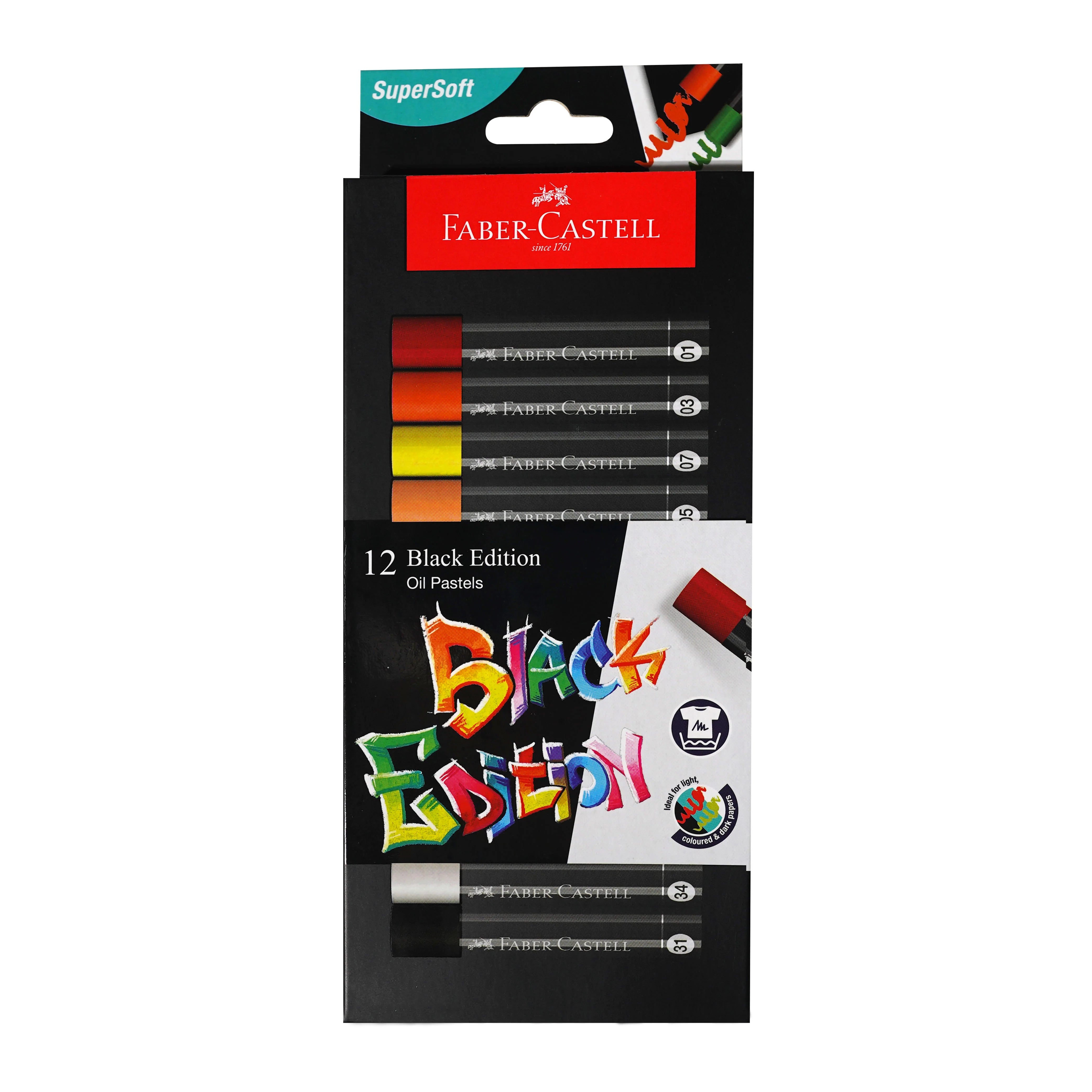 FABER-CASTELL Black Edition Oil Pastel 12s
