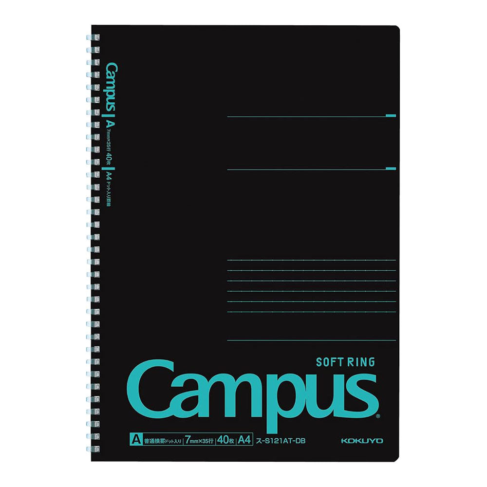 KOKUYO Campus Soft Ring A4 Dot Ruled 40s Black