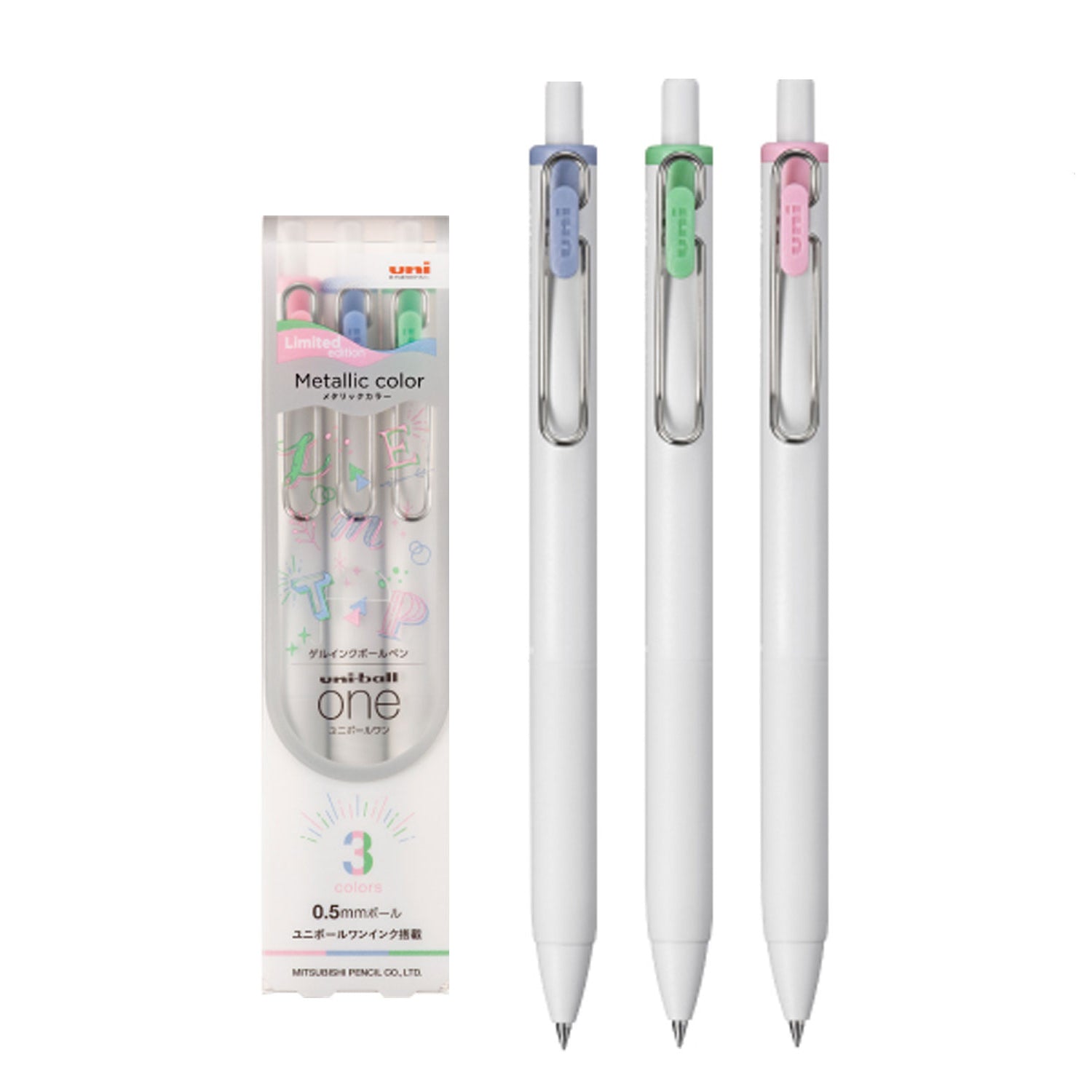 UNI-BALL One 0.5mm Creative Color Set of 3 Shimmer