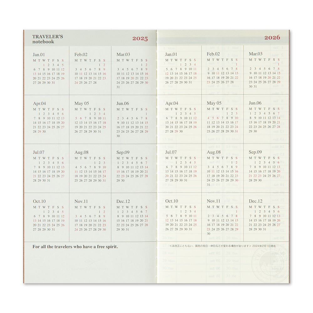 TRAVELERS Notebook 2025 Second Half Weekly+Memo