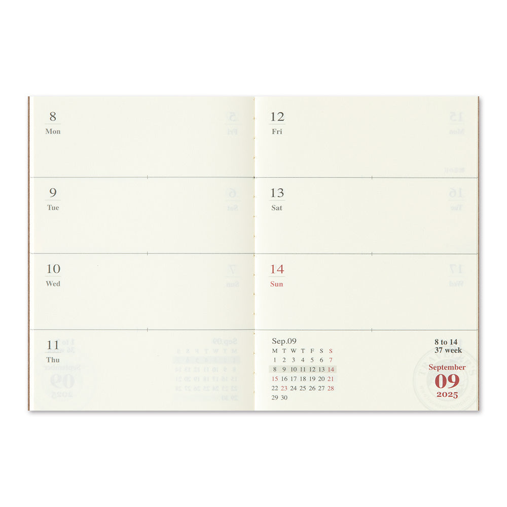 TRAVELERS Notebook 2025 Passport Size Second Half Weekly