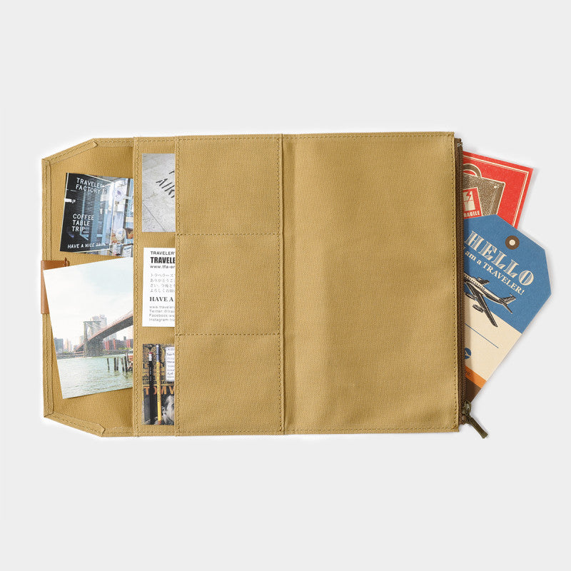 TRAVELERS FACTORY Regular Size Cotton Zipper Case Beige