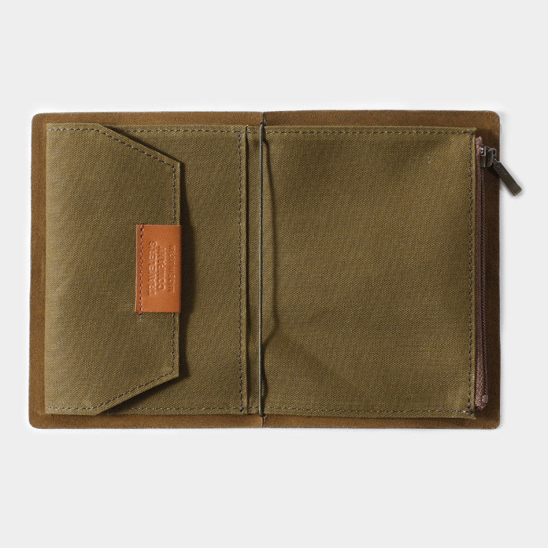 TRAVELERS FACTORY Passport Size Cotton Zipper Case Olive