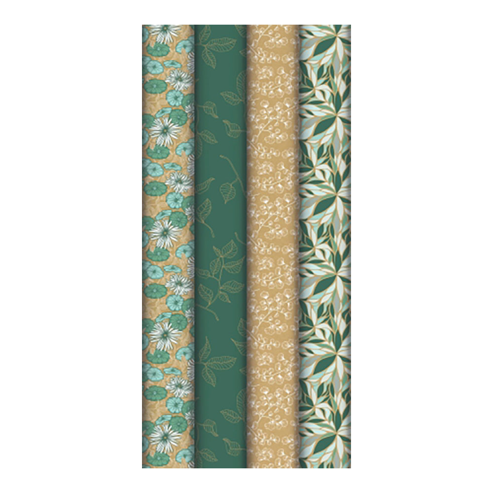 CLAIREFONTAINE Kraft Gift Wrap 70g 0.7x2M My Garden 30s